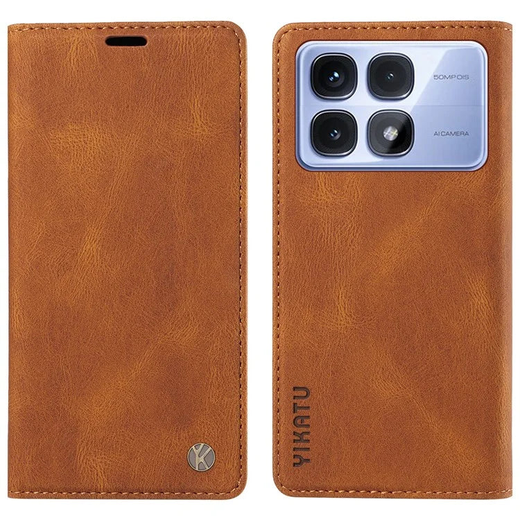 YIKATU YK-004 For Xiaomi Redmi K70 Ultra Case Leather Skin-Touch Phone Cover Magnetic Auto-Absorbed