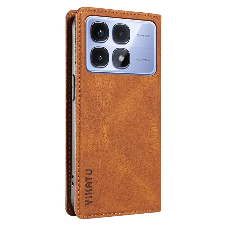 YIKATU YK-004 For Xiaomi Redmi K70 Ultra Case Leather Skin-Touch Phone Cover Magnetic Auto-Absorbed