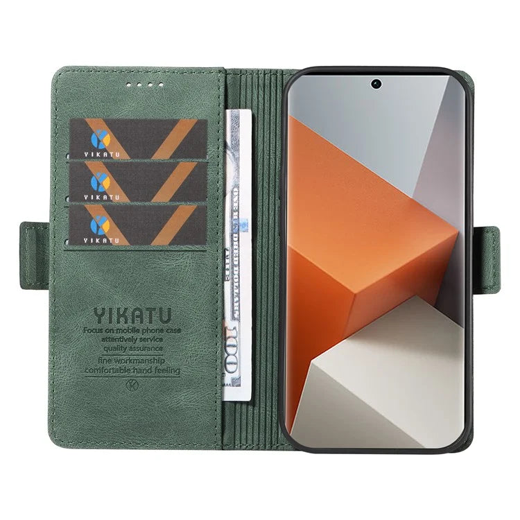YIKATU YK-005 For Xiaomi Redmi Note 13 Pro+ 5G Case PU Leather Wallet Phone Cover Skin Touch Feeling