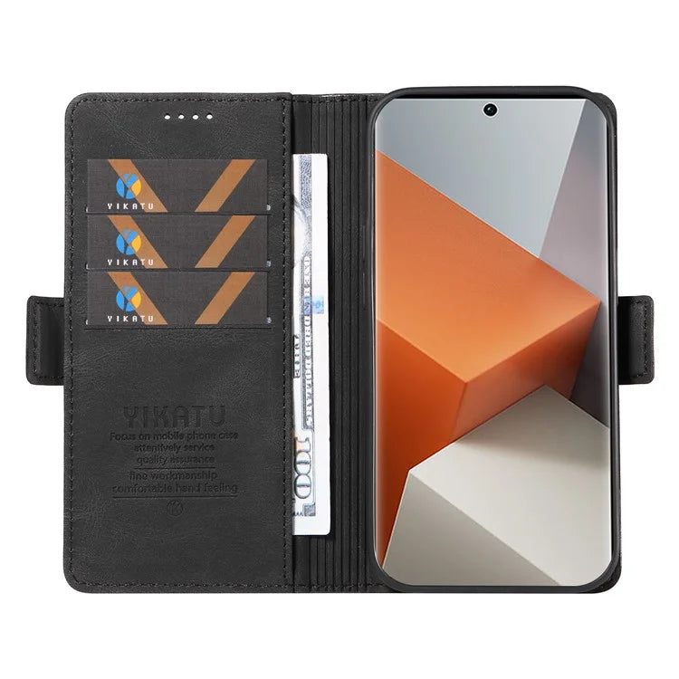 YIKATU YK-005 For Xiaomi Redmi Note 13 Pro+ 5G Case PU Leather Wallet Phone Cover Skin Touch Feeling