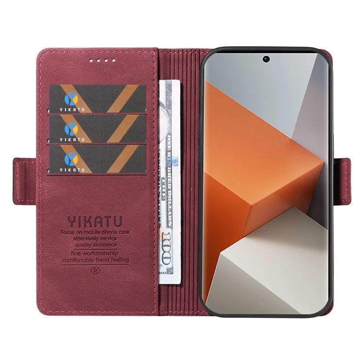 YIKATU YK-005 For Xiaomi Redmi Note 13 Pro+ 5G Case PU Leather Wallet Phone Cover Skin Touch Feeling