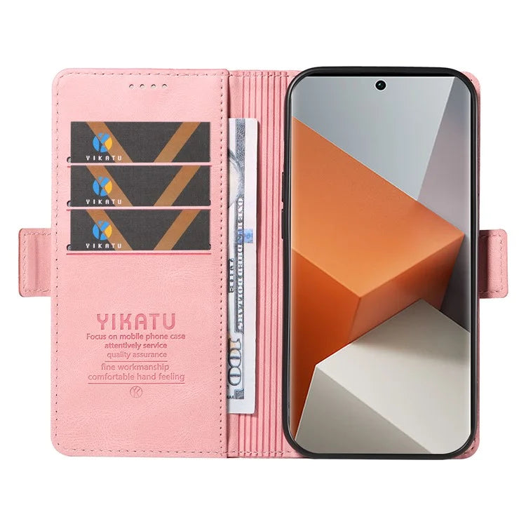 YIKATU YK-005 For Xiaomi Redmi Note 13 Pro+ 5G Case PU Leather Wallet Phone Cover Skin Touch Feeling