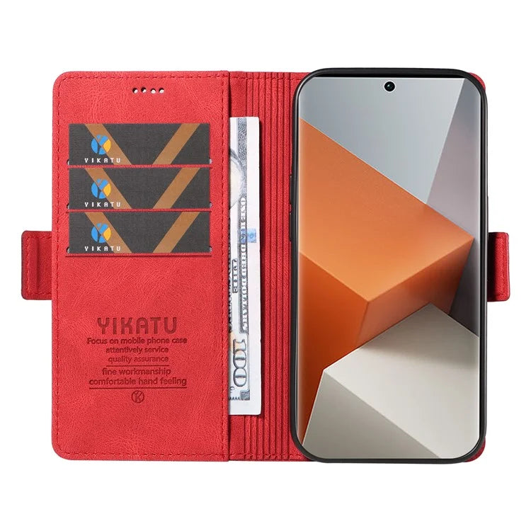 YIKATU YK-005 For Xiaomi Redmi Note 13 Pro+ 5G Case PU Leather Wallet Phone Cover Skin Touch Feeling