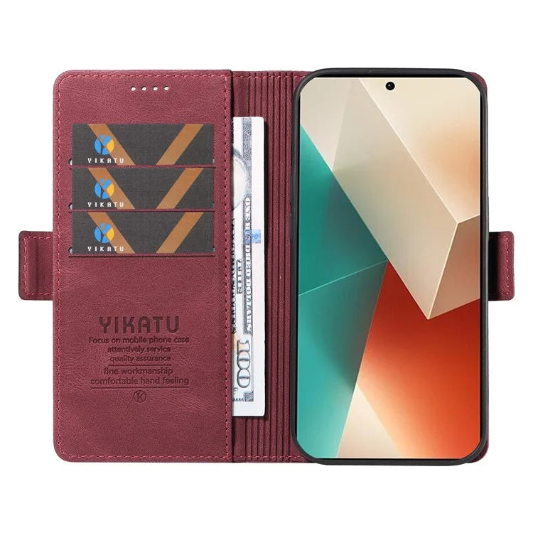 YIKATU YK-005 For Xiaomi Poco X6 5G / Redmi Note 13 Pro 5G Case PU Leather Wallet Phone Cover Skin Touch Feeling