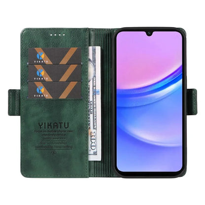 YIKATU YK-007 For Samsung Galaxy A16 5G Case Side Buckle PU Leather Phone Cover Litchi Texture