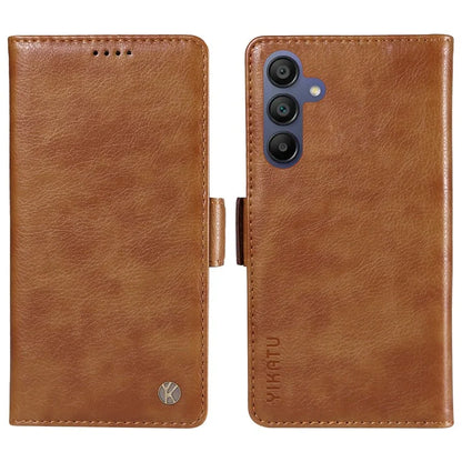 YIKATU YK-007 For Samsung Galaxy A16 5G Case Side Buckle PU Leather Phone Cover Litchi Texture