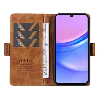 YIKATU YK-007 For Samsung Galaxy A16 5G Case Side Buckle PU Leather Phone Cover Litchi Texture