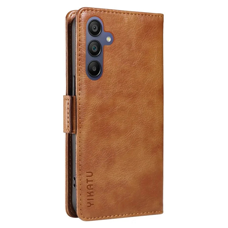 YIKATU YK-007 For Samsung Galaxy A16 5G Case Side Buckle PU Leather Phone Cover Litchi Texture