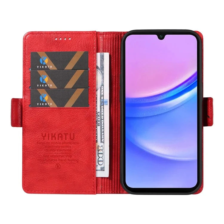 YIKATU YK-007 For Samsung Galaxy A16 5G Case Side Buckle PU Leather Phone Cover Litchi Texture
