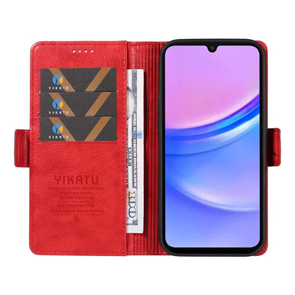 YIKATU YK-007 For Samsung Galaxy A16 5G Case Side Buckle PU Leather Phone Cover Litchi Texture