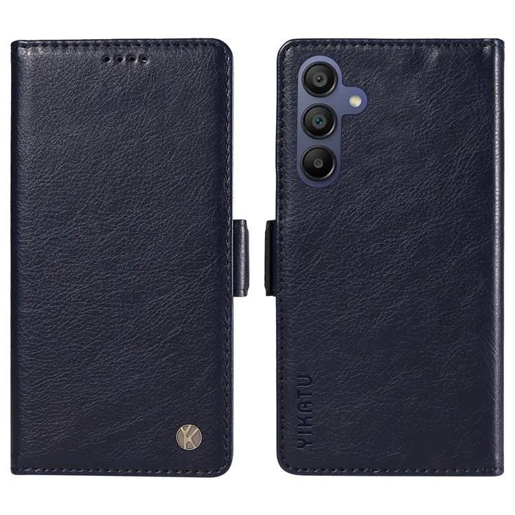 YIKATU YK-007 For Samsung Galaxy A16 5G Case Side Buckle PU Leather Phone Cover Litchi Texture