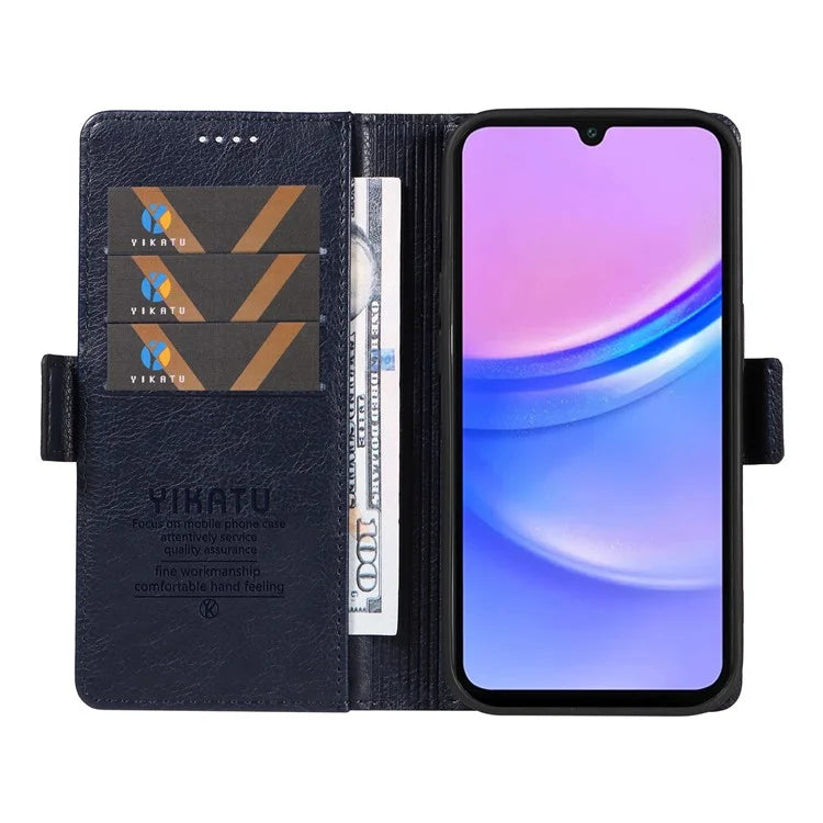 YIKATU YK-007 For Samsung Galaxy A16 5G Case Side Buckle PU Leather Phone Cover Litchi Texture