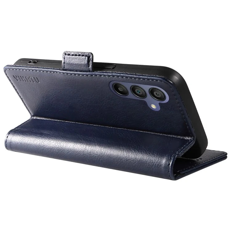 YIKATU YK-007 For Samsung Galaxy A16 5G Case Side Buckle PU Leather Phone Cover Litchi Texture