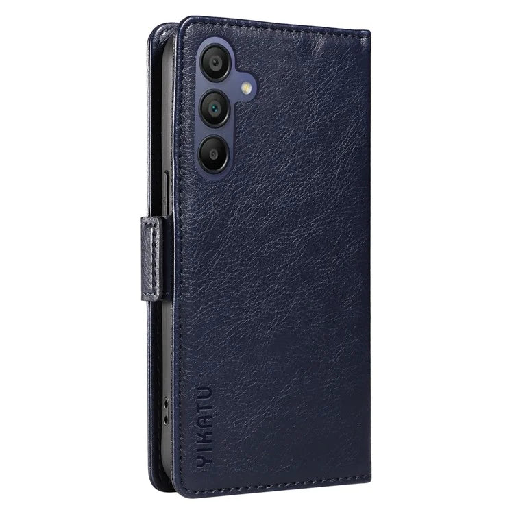 YIKATU YK-007 For Samsung Galaxy A16 5G Case Side Buckle PU Leather Phone Cover Litchi Texture