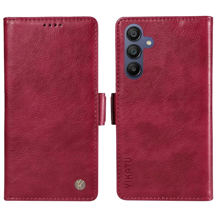 YIKATU YK-007 For Samsung Galaxy A16 5G Case Side Buckle PU Leather Phone Cover Litchi Texture