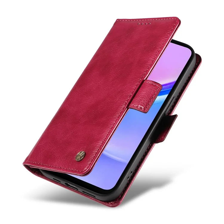 YIKATU YK-007 For Samsung Galaxy A16 5G Case Side Buckle PU Leather Phone Cover Litchi Texture