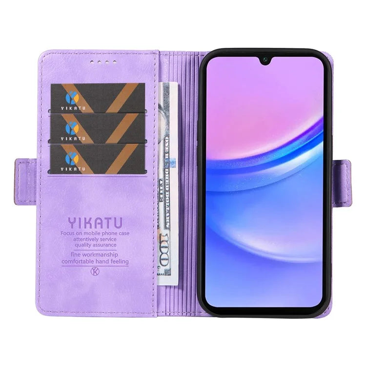 YIKATU YK-007 For Samsung Galaxy A16 5G Case Side Buckle PU Leather Phone Cover Litchi Texture