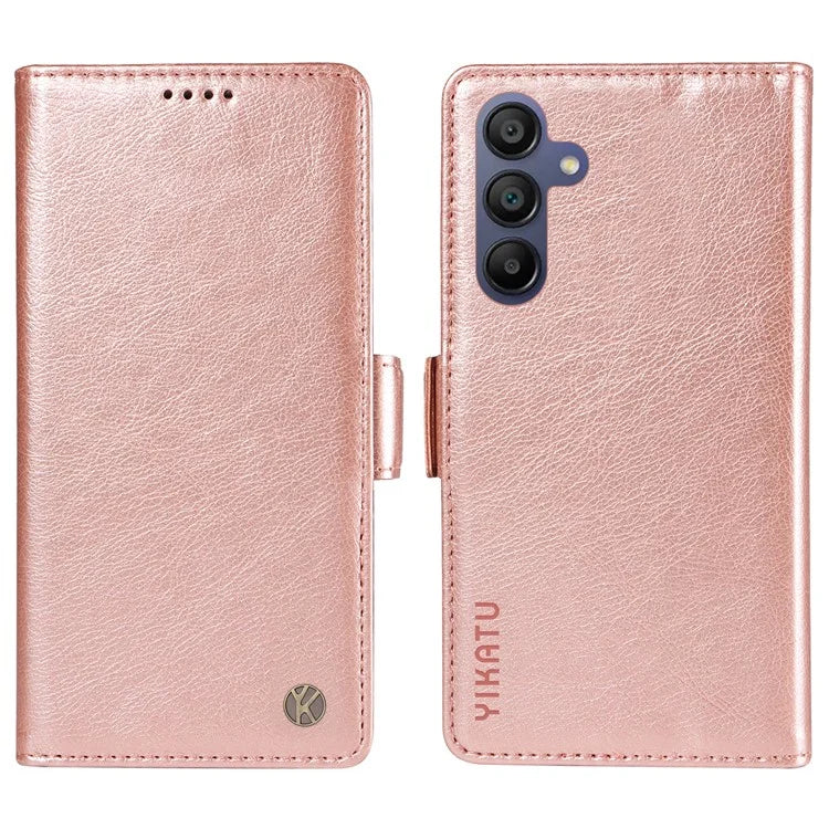 YIKATU YK-007 For Samsung Galaxy A16 5G Case Side Buckle PU Leather Phone Cover Litchi Texture