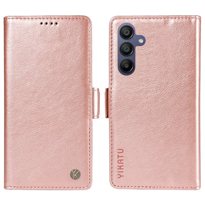 YIKATU YK-007 For Samsung Galaxy A16 5G Case Side Buckle PU Leather Phone Cover Litchi Texture