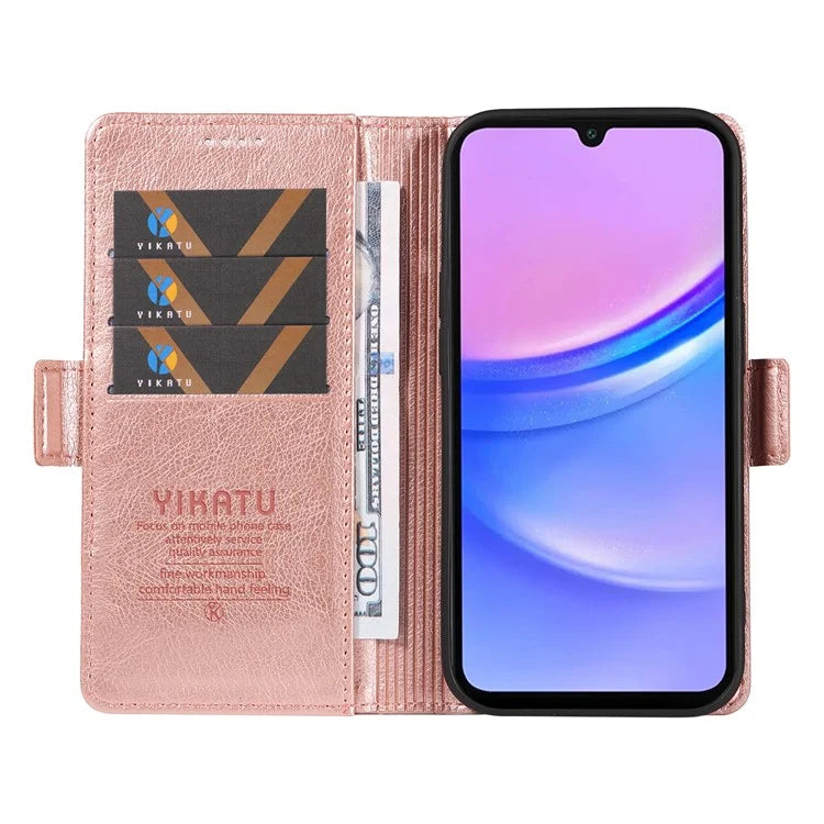 YIKATU YK-007 For Samsung Galaxy A16 5G Case Side Buckle PU Leather Phone Cover Litchi Texture