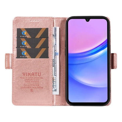 YIKATU YK-007 For Samsung Galaxy A16 5G Case Side Buckle PU Leather Phone Cover Litchi Texture