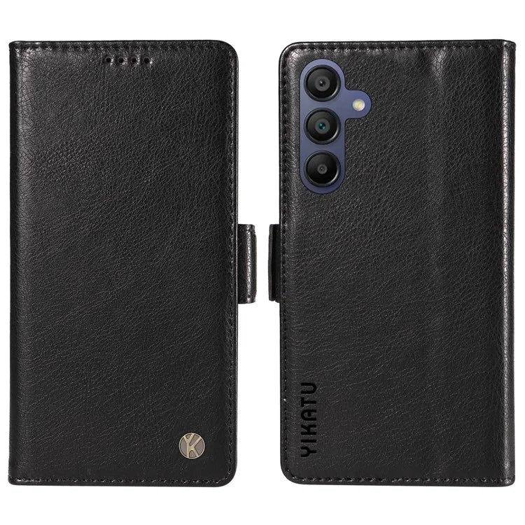 YIKATU YK-007 For Samsung Galaxy A16 5G Case Side Buckle PU Leather Phone Cover Litchi Texture