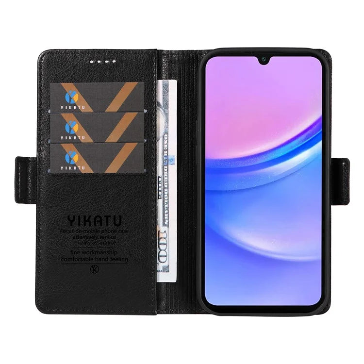 YIKATU YK-007 For Samsung Galaxy A16 5G Case Side Buckle PU Leather Phone Cover Litchi Texture