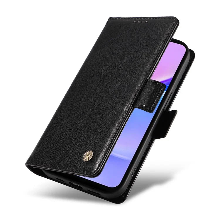 YIKATU YK-007 For Samsung Galaxy A16 5G Case Side Buckle PU Leather Phone Cover Litchi Texture