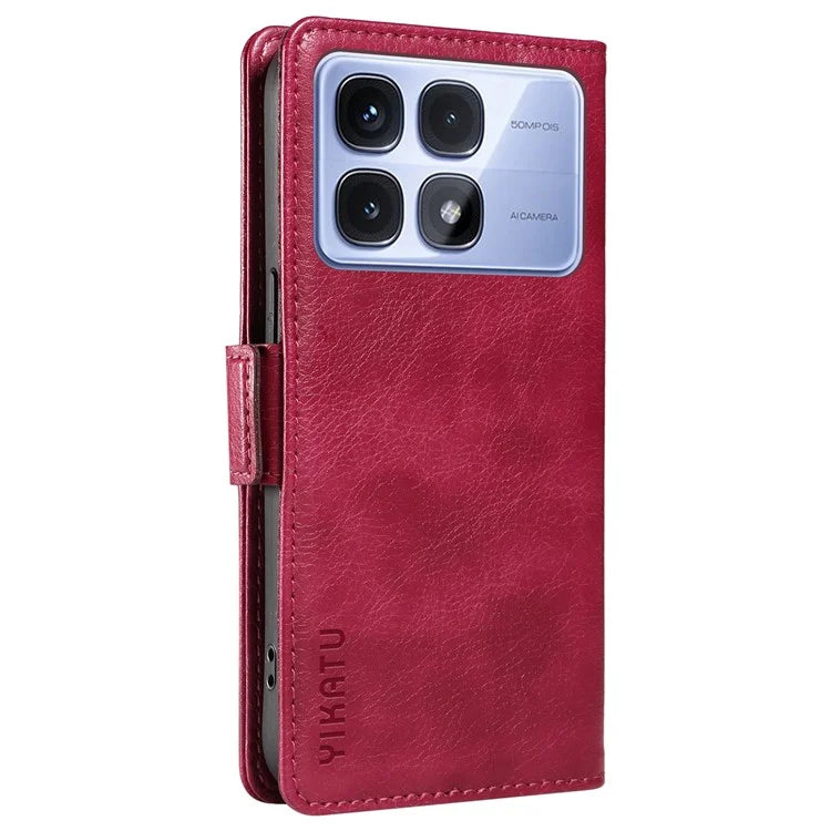 YIKATU YK-007 For Xiaomi Redmi K70 Ultra Case Side Buckle PU Leather Phone Cover Litchi Texture