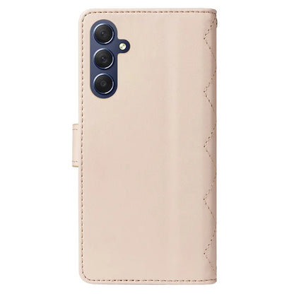 For Samsung Galaxy A35 5G Case Wallet Rhombus Leather Phone Cover with Shoulder Strap, Wrist Strap