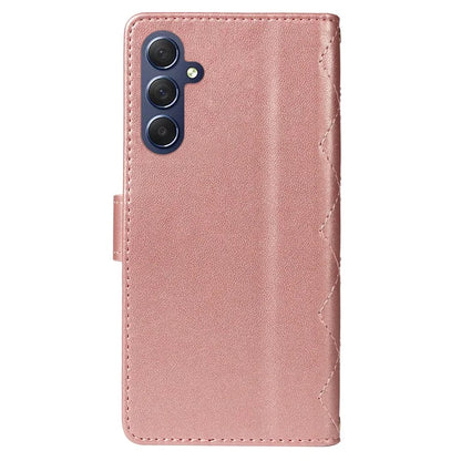 For Samsung Galaxy A35 5G Case Wallet Rhombus Leather Phone Cover with Shoulder Strap, Wrist Strap