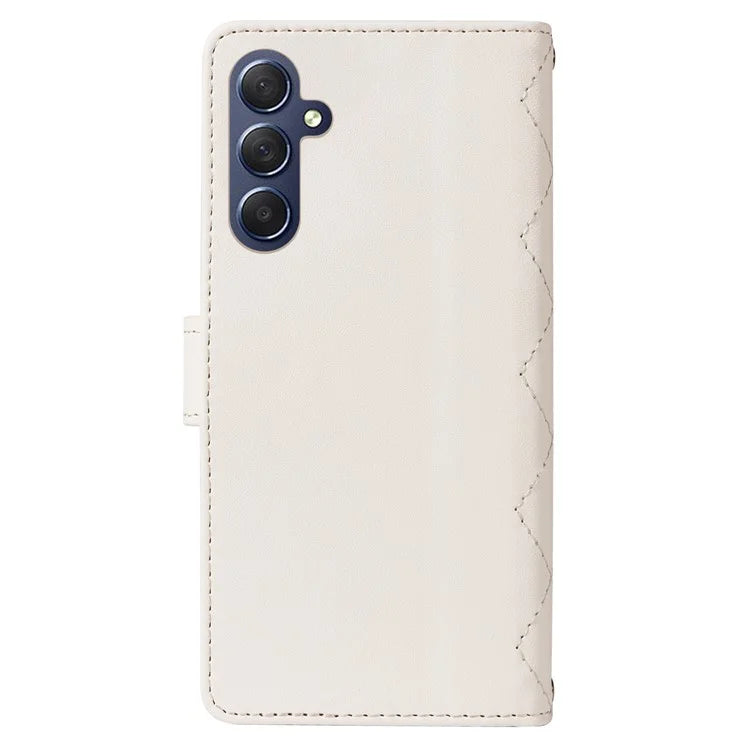 For Samsung Galaxy A25 5G (Global) (161.0 X 76.5 X 8.3mm) Case Wallet Rhombus Leather Phone Cover with Shoulder Strap, Wrist Strap