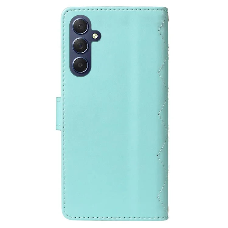 For Samsung Galaxy A15 4G / 5G Case Wallet Rhombus Leather Phone Cover with Shoulder Strap, Wrist Strap