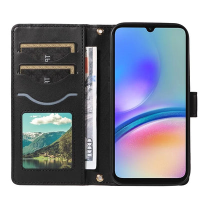 For Samsung Galaxy A05s 4G Case Wallet Rhombus Leather Phone Cover with Shoulder Strap, Wrist Strap