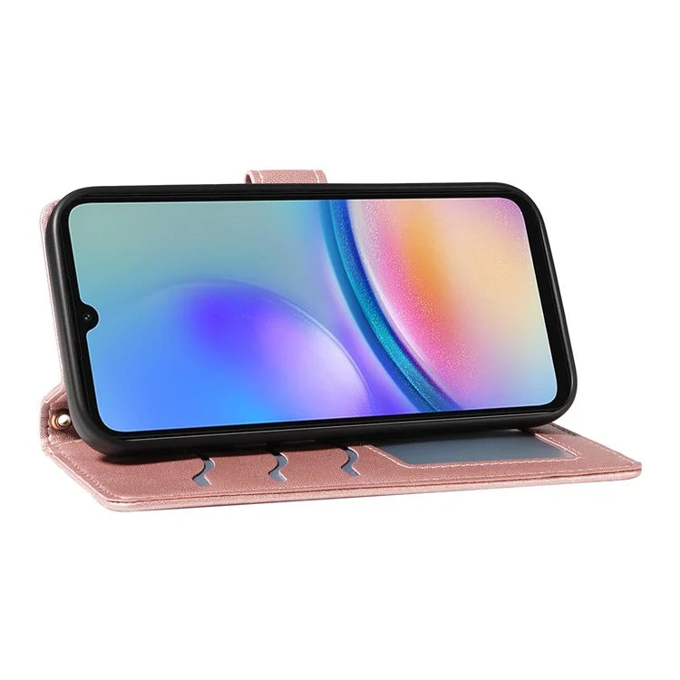 For Samsung Galaxy A05s 4G Case Wallet Rhombus Leather Phone Cover with Shoulder Strap, Wrist Strap