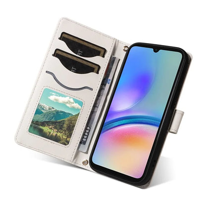 For Samsung Galaxy A05s 4G Case Wallet Rhombus Leather Phone Cover with Shoulder Strap, Wrist Strap