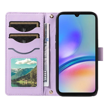 For Samsung Galaxy A05s 4G Case Wallet Rhombus Leather Phone Cover with Shoulder Strap, Wrist Strap