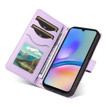 For Samsung Galaxy A05s 4G Case Wallet Rhombus Leather Phone Cover with Shoulder Strap, Wrist Strap