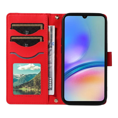 For Samsung Galaxy A05s 4G Case Wallet Rhombus Leather Phone Cover with Shoulder Strap, Wrist Strap