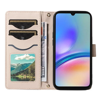 For Samsung Galaxy A05s 4G Case Wallet Rhombus Leather Phone Cover with Shoulder Strap, Wrist Strap