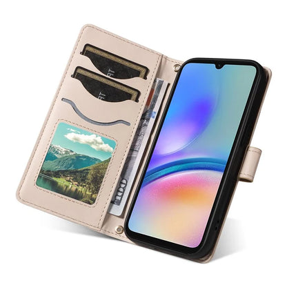 For Samsung Galaxy A05s 4G Case Wallet Rhombus Leather Phone Cover with Shoulder Strap, Wrist Strap