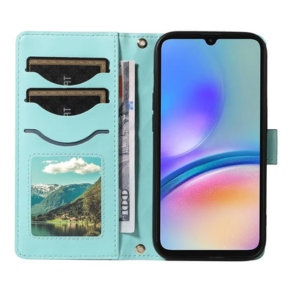 For Samsung Galaxy A05s 4G Case Wallet Rhombus Leather Phone Cover with Shoulder Strap, Wrist Strap