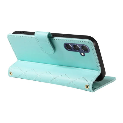 For Samsung Galaxy A05s 4G Case Wallet Rhombus Leather Phone Cover with Shoulder Strap, Wrist Strap