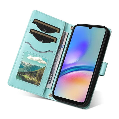 For Samsung Galaxy A05s 4G Case Wallet Rhombus Leather Phone Cover with Shoulder Strap, Wrist Strap