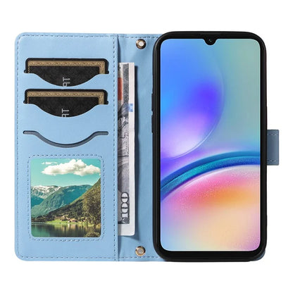 For Samsung Galaxy A05s 4G Case Wallet Rhombus Leather Phone Cover with Shoulder Strap, Wrist Strap