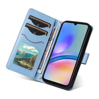 For Samsung Galaxy A05s 4G Case Wallet Rhombus Leather Phone Cover with Shoulder Strap, Wrist Strap