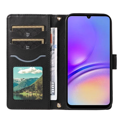 For Samsung Galaxy A05 4G Case Wallet Rhombus Leather Phone Cover with Shoulder Strap, Wrist Strap