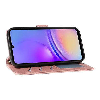 For Samsung Galaxy A05 4G Case Wallet Rhombus Leather Phone Cover with Shoulder Strap, Wrist Strap