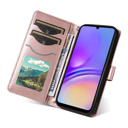 For Samsung Galaxy A05 4G Case Wallet Rhombus Leather Phone Cover with Shoulder Strap, Wrist Strap
