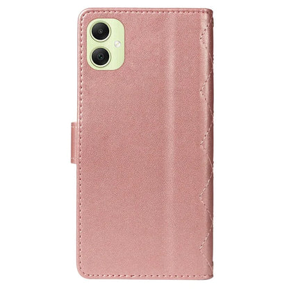 For Samsung Galaxy A05 4G Case Wallet Rhombus Leather Phone Cover with Shoulder Strap, Wrist Strap